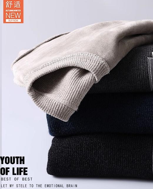 男士毛衣秋冬新款雪尼尔保暖加绒内衣线衣圆领打底针织衫男复古长袖体恤衫 商品图7