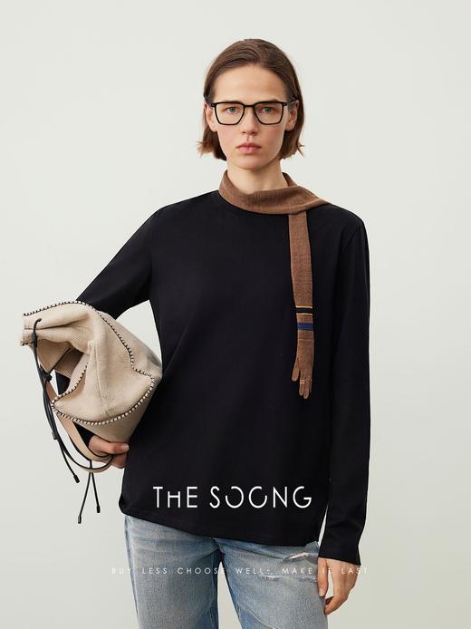 THESOONG/巴黎T 高端定制高密全棉亲肤白色长袖打底衫上衣女HBTX7592 商品图2