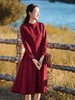 红色棉麻连衣裙中长款女装2025秋装新款春秋休闲气质长袖裙子 商品缩略图0