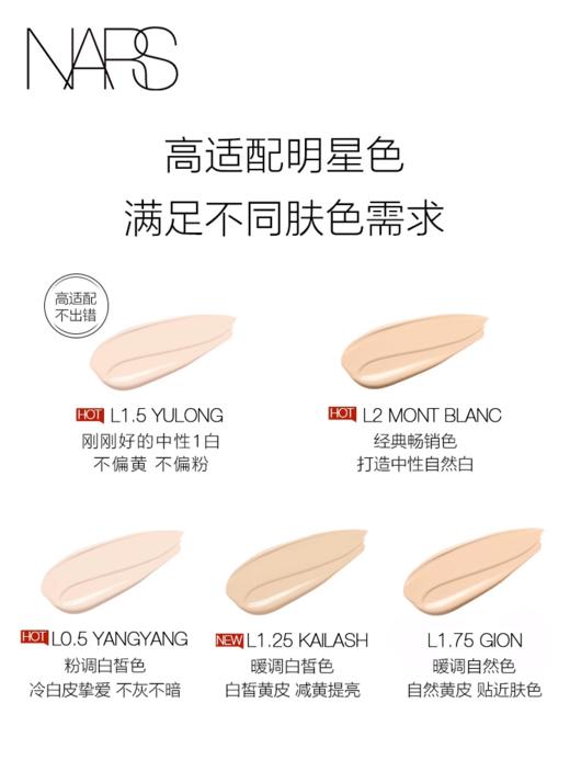【跨境】NARS 纳斯 超方瓶 流光美肌粉底液 MONT BLANC Light 2 中1白 L2 L3 30ml/瓶 商品图1