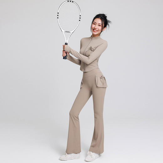跃牌【禅语梵心】拉链运动服外套女蓬蓬口袋修身保暖显瘦跑步训练瑜伽健身长袖WT5650 商品图4