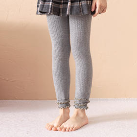 柠檬舒品儿童加绒木耳边九分打底裤NK355