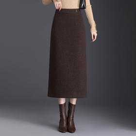 秋冬款羊绒半身裙时尚高腰厚款包臀裙中长款开衩一步裙MYX2475