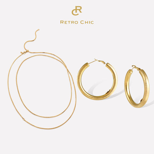 Retro Chic | 金丝耳圈&藤蔓蛇骨长链套装 商品图0