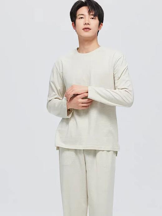 有机棉 男士家居服套装(灰色) 长袖长裤圆领套装/短袖短裤V领套装  素道敦煌天然有机彩棉织造 无染色，无荧光剂，无静电，亲肤透气，舒适安全健康  [漳州仓] 商品图4