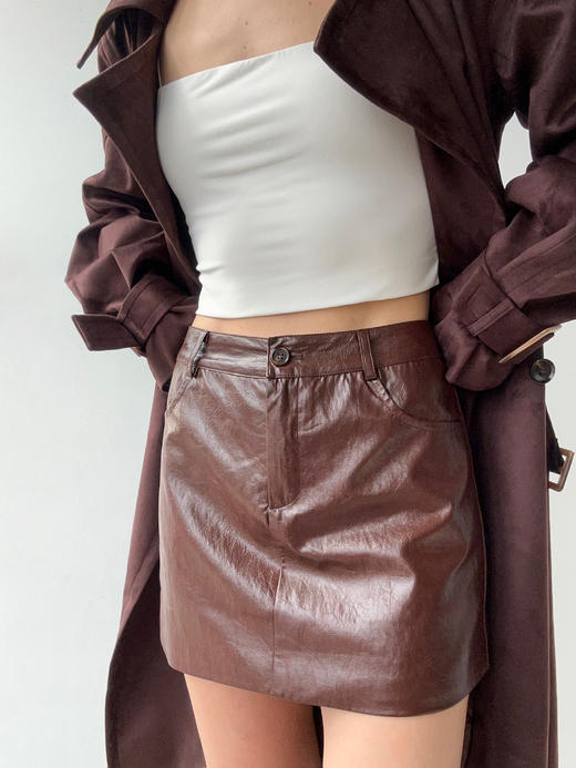 SIJIA｜AW2507 酒红麂皮长款皮风衣 商品图3