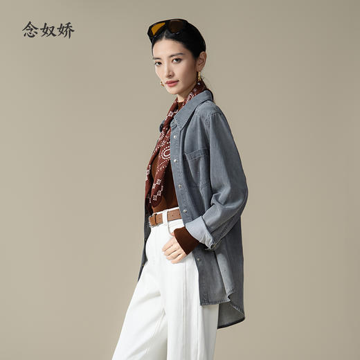 【商场同款】CNB5896 “ 静奢衬衫 ” 云雾灰色柔软渐变直身型牛仔衬衫 商品图13