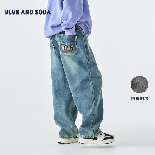 蓝汽水加绒牛仔裤807B258039JX 商品图0