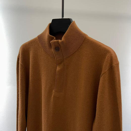 杰尼亚一粒扣拉链翻领山羊绒针织毛衣！ 商品图1