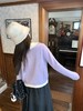 【189元任选2件】现货！紫色拼接杏色翻领毛衣开衫 商品缩略图6
