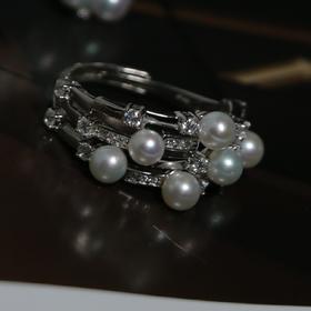 【甄珠贝】小巧精致款 淡水ji光多珠戒指 正圆无瑕 4-5mm 925纯银精工配件