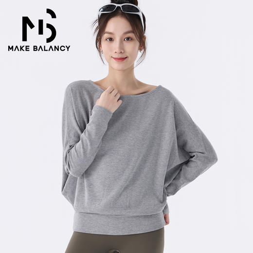Makebalancy/慕柏郦长袖T恤透气宽松型落肩袖极简风运动风1977 商品图4