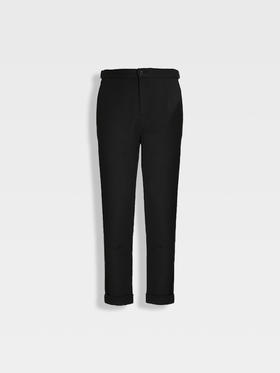 callisto黑色粗斜纹羊毛混纺西裤