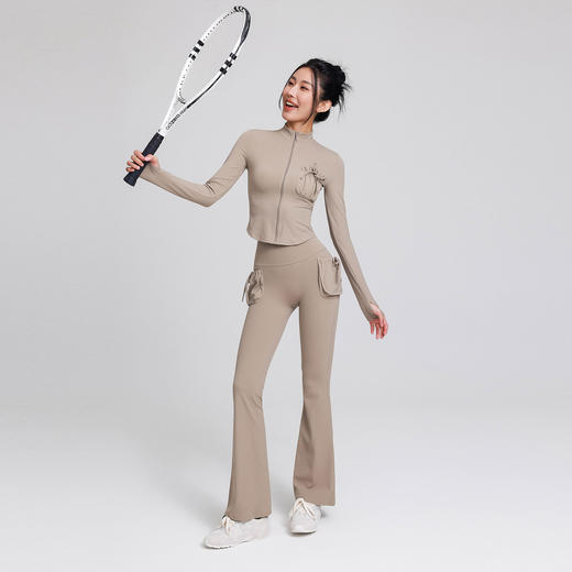 跃牌【禅语梵心】高腰双口袋显瘦喇叭裤长裤修身瑜伽裤女提臀跑步运动裤健身裤CK5679 商品图4