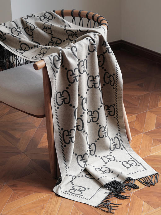 WJ21-GUCCI古驰 经典双G格纹 绒线围巾 男女同款情侣款（QZ*MM） 商品图5