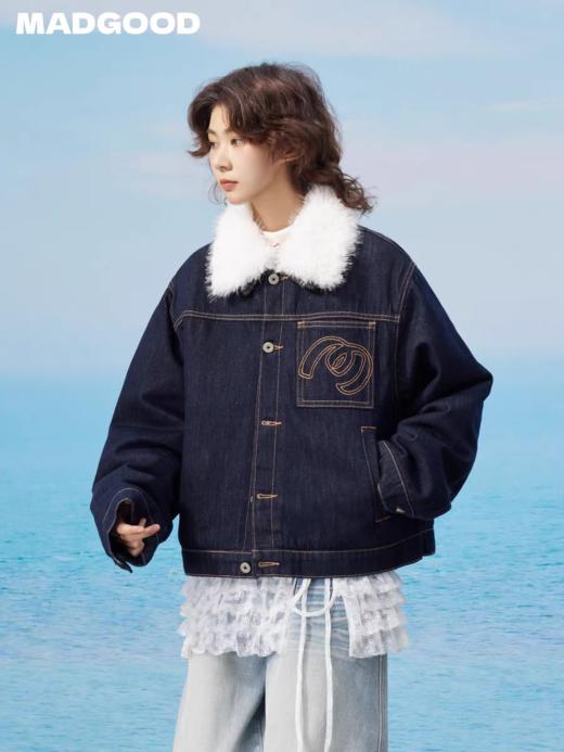 马得工地/MDGDWT13170/可拆卸毛领绗棉牛仔外套 商品图0