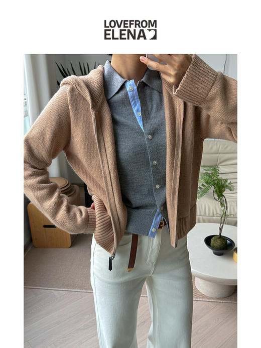 美牌KHAITE代工 羊毛混纺 重磅针织连帽衫 商品图4