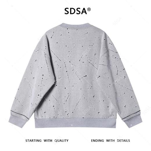 SDSA男士秋冬新款痞帅男装时尚韩版磨破撞色圆领卫衣百搭套头上衣 商品图4