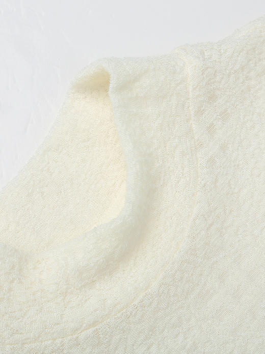 复古风半高领米白色格纹肌理长袖针织衫 修身显瘦不规则下摆内搭打底上衣 商品图2