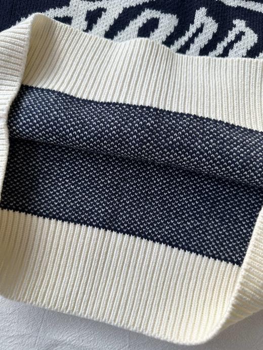 贝壳三 美式复古字母提花假两件毛衣学院风翻领长袖针织衫C102814 商品图9