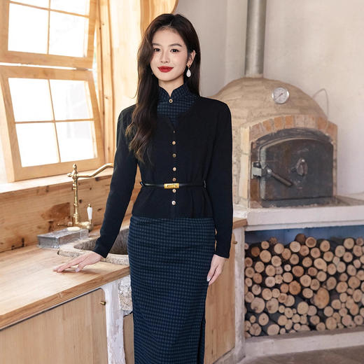 复古改良新中式旗袍年轻款2025秋冬民国风高级感修身显瘦长袖厚款 商品图0