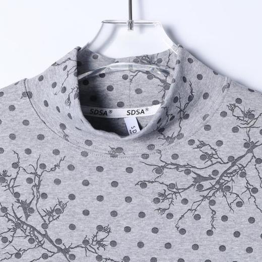 T4941SDSA男士秋冬新款痞帅男装简约撞色波点半高领长袖T恤百搭时尚潮 商品图2