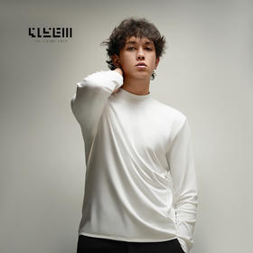 4158m 织禾极简轻奢中领长袖T恤