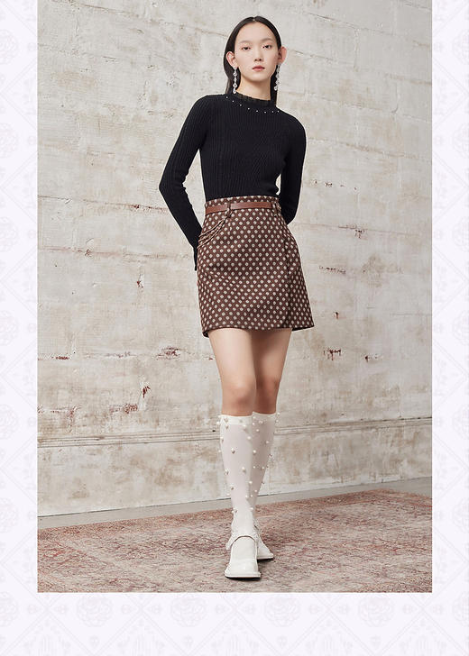 加绒套头假两件上衣女春季毛针织衫MG8343640106SW0 商品图1