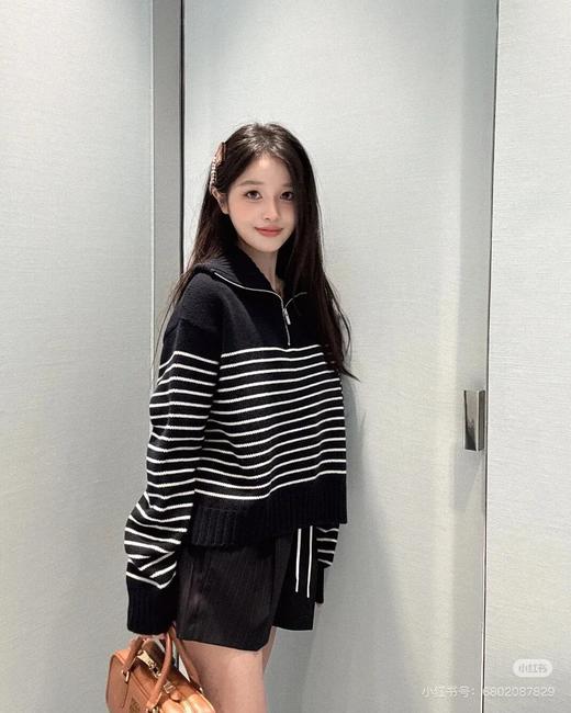 miumiu徽标标刺绣半拉链羊毛针织毛衣 商品图1