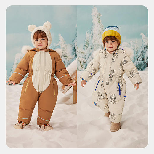 【真心绒】迷你巴拉男女童三防羽绒连体衣可拆卸保暖爬服2025冬 商品图2