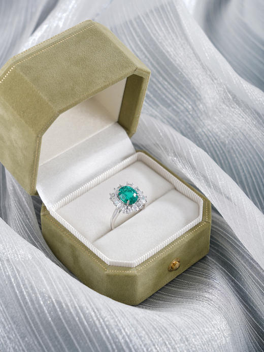 子佩集【翠华】S925银戒指【RM0473-XF】培育宝石祖母绿大号2510 商品图6