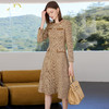 AD秋冬新款卡其色小香风连衣裙精致名媛法式粗花呢轻奢气质中长裙 商品缩略图3