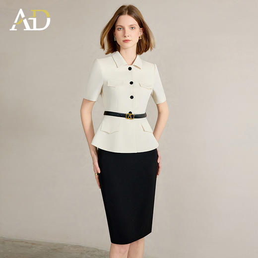 AD空姐制服职业套装高端西装女2025新款时尚两件套夏季短袖正装 商品图2