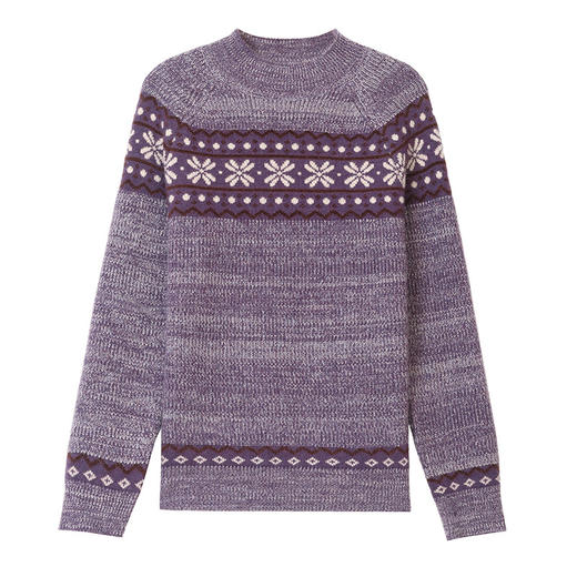 CC半高领雪花提花针织衫女秋冬季2025年复古酒红色显瘦套头打底毛衣 商品图4