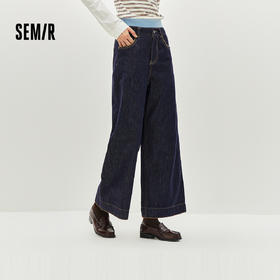 森马牛仔裤女冬花边宽松长裤加绒2025新款甜酷百搭个性显瘦阔腿裤