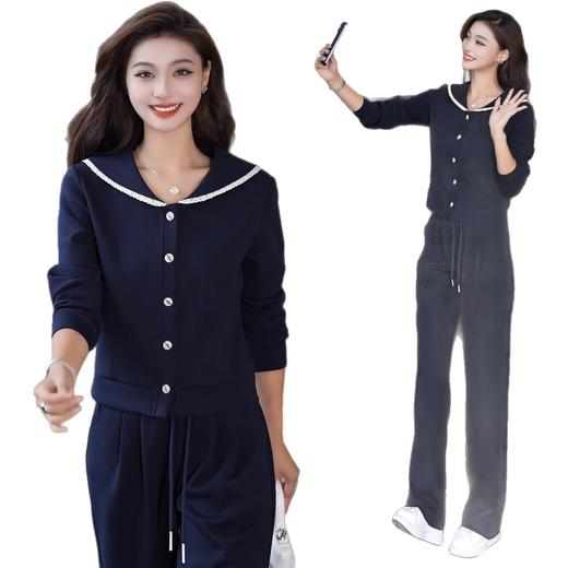 YM 8133时尚休闲运动套装翻领卫衣阔腿裤两件套洋气显瘦 商品图4