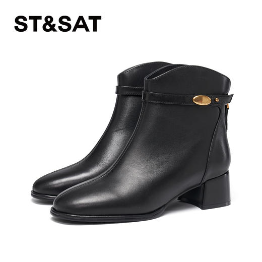 星期六法式优雅金属扣切尔西短靴SSD4116179 商品图5