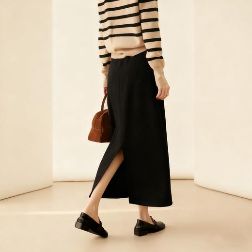 口碑爆款丨通勤百搭裙 法式慵懒 质感满满【赫本风醋酸羊毛半身裙】柔软亲肤 百搭显贵 遮肉藏胯 不挑身材秋冬新款直筒气质羊毛醋酸后开叉半身裙 商品图2