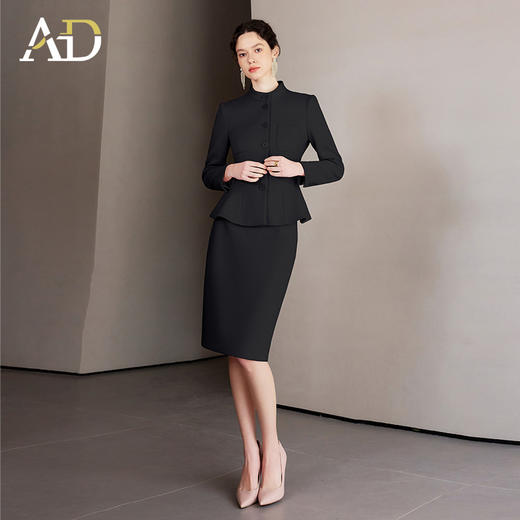 AD正式场合西装套装女气质小香风波浪边羊毛外套商务通勤职场女装 商品图3