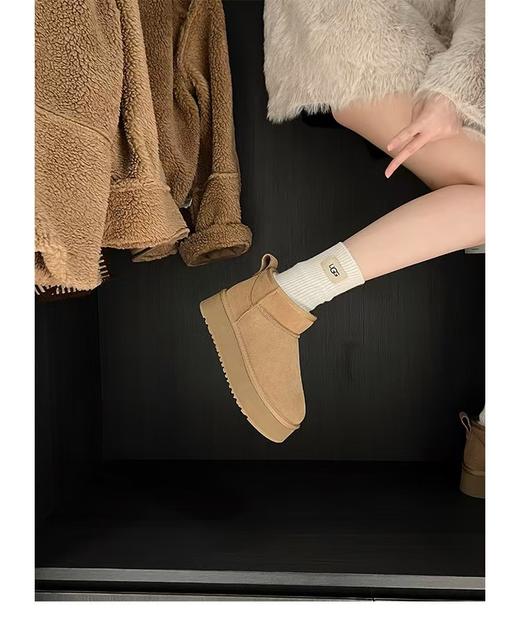 正品“星期六”冬季真皮真羊毛厚底雪地靴 商品图5