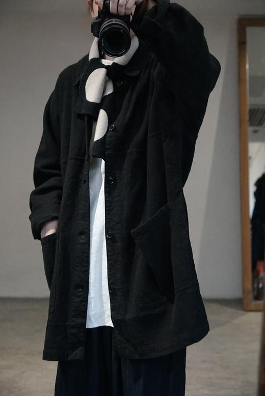 Mittan苎麻丝黑色长外套 商品图1