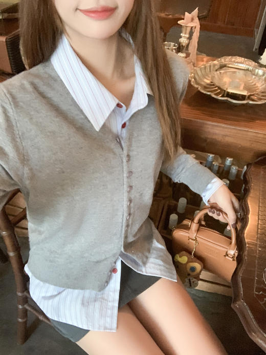 <曾小咸推荐>现货秒杀！微信超特价！蓝色竖条纹衬衫（可收腰 ） 日常189.99 立减80 秒杀109.99！ 商品图7