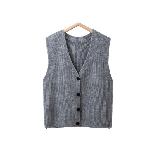 灰色v领针织背心 商品图1