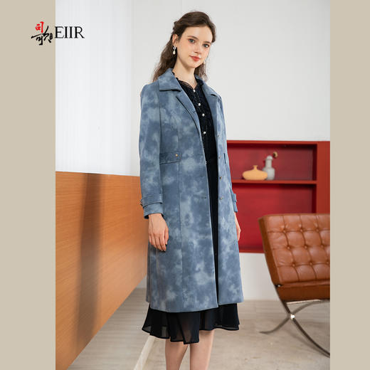 司歌麂皮绒收腰长袖风衣单排扣R901269X 商品图0