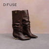 Dfuse迪芙斯2025冬季新款及膝冬长靴甜酷机车靴增高显瘦堆堆靴女靴DFD4117016 商品缩略图4