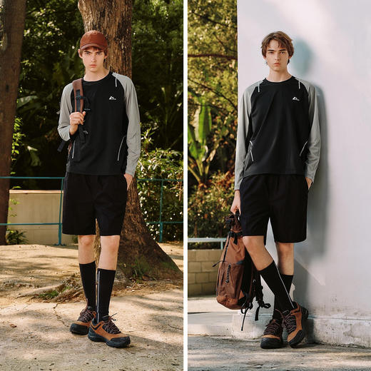 森马长袖T恤男冬季拼色运动打底t恤宽松2025新款时尚户外印花上衣 商品图4