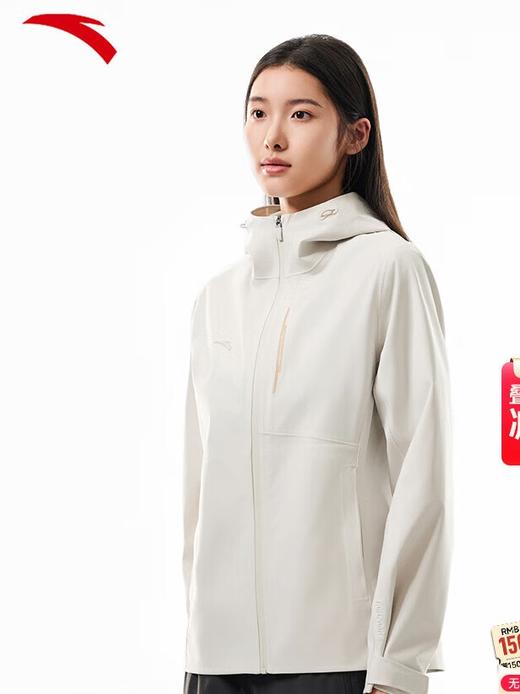 安踏风暴甲LT 硬壳冲锋衣女子秋季新款级防水透湿防风外套162537616 麦仁灰-1 商品图0