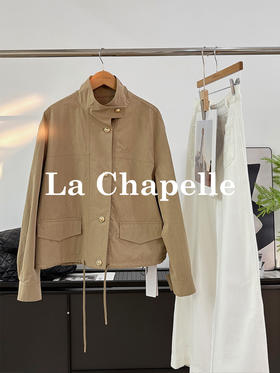 会员福利【质感与风格】拉夏贝尔/La Chapelle工装风立领短款风衣新款抽绳设计小个子显高夹克外套