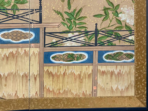 独角鹿西洋古董1603-1868年代日本江户时代出品「富贵牡丹」主题金地纸本设色四曲屏风 商品图5