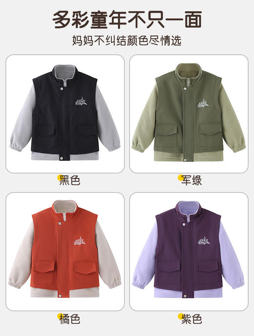 出口品质❗️❗️【儿童户外防风假两件外套】里层摇粒绒➕外层防风马甲，一件顶三件💪🏻防风保暖，轻盈灵动，工装口袋与立体剪裁😎胖瘦宝宝都能穿出潮酷范儿～ 商品图5